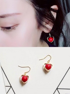 [ER302]열매 포인트 하트 팬던트 귀걸이